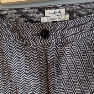 LL Bean - Classic fit herringbone pants -Straight leg tweed trousers